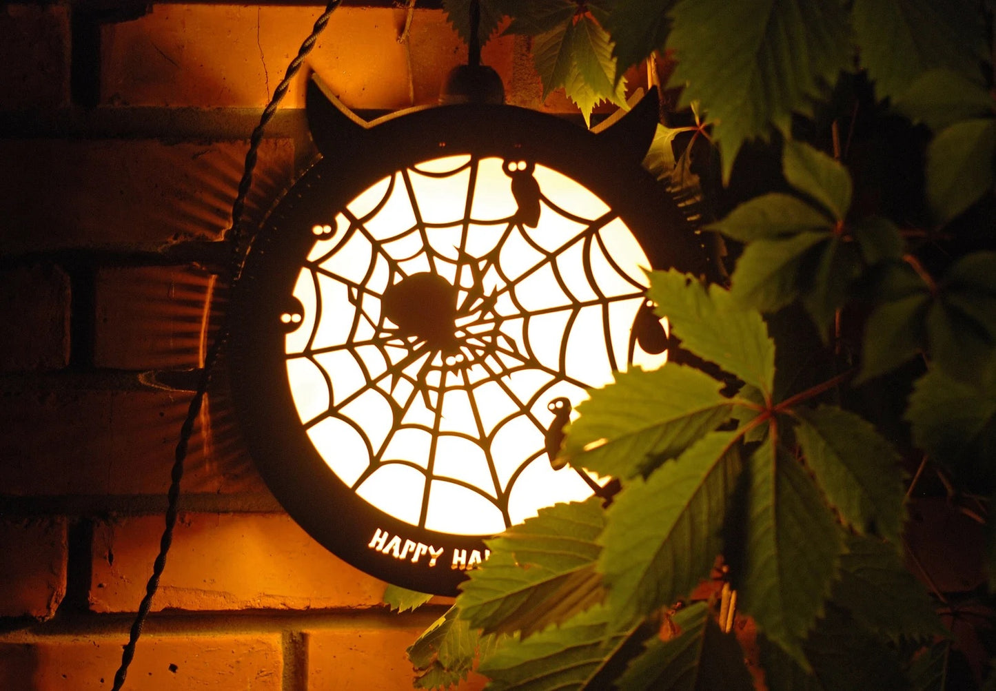 Spooky spider Halloween decorations lantern for indoor, outdoor, wall, and window Halloween decor.