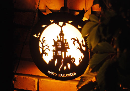 Haunted House Halloween decorations lantern for indoor, outdoor, wall, and window Halloween decor