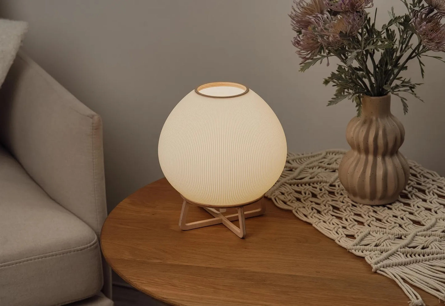 Contemporary Round White Lamp - Versatile Table & Bedside Light Fixture in Scandinavian Style for Any Room