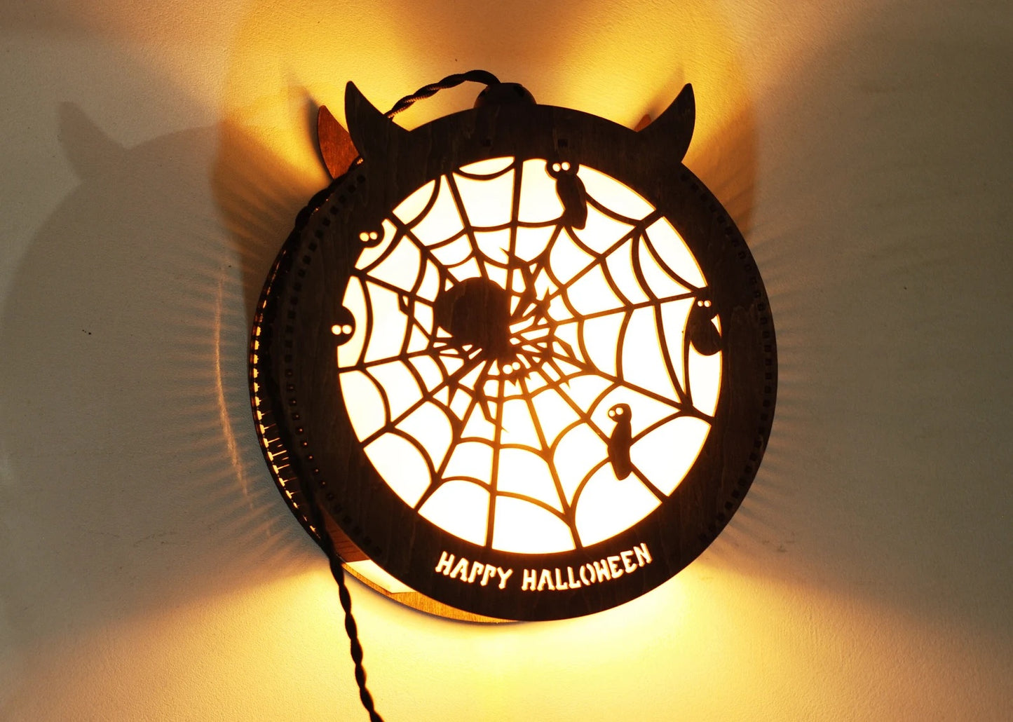 Spooky spider Halloween decorations lantern for indoor, outdoor, wall, and window Halloween decor.