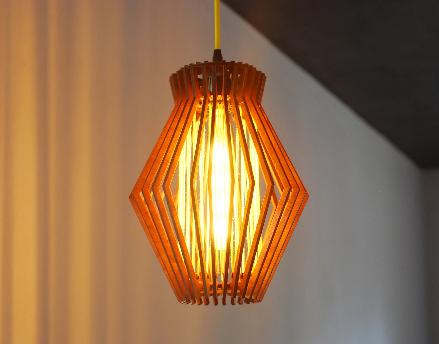 Mid century modern wooden pendant light