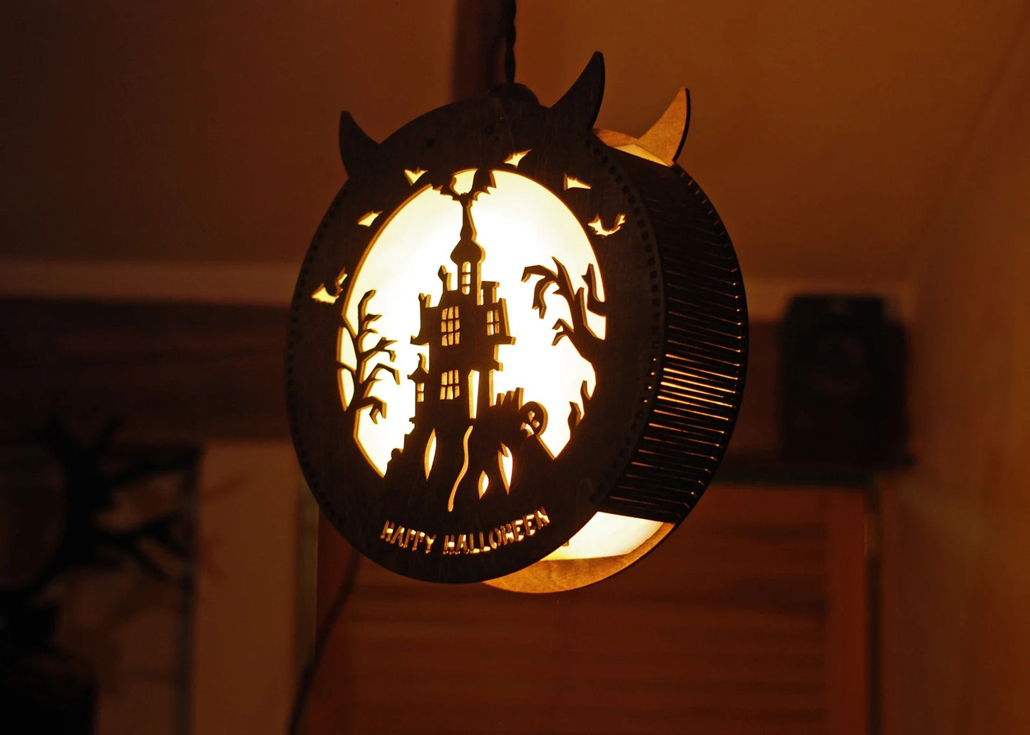 Haunted House Halloween decorations lantern for indoor, outdoor, wall, and window Halloween decor