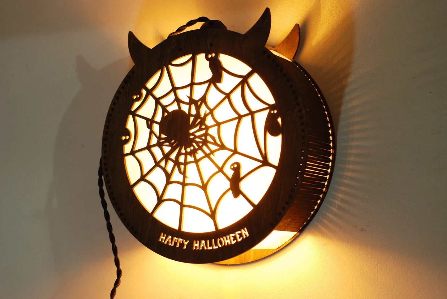 Spooky spider Halloween decorations lantern for indoor, outdoor, wall, and window Halloween decor.