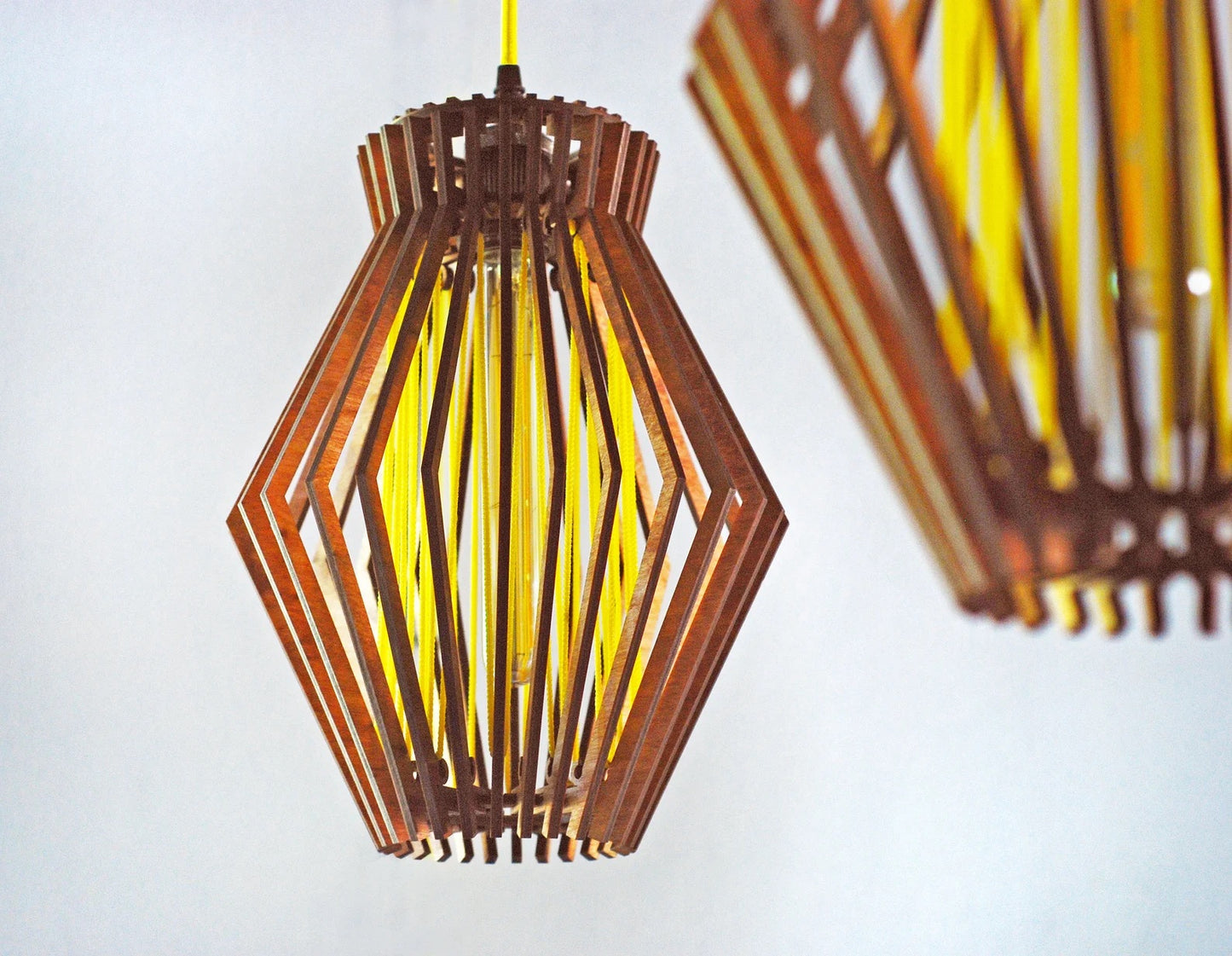 Mid century modern wooden pendant light