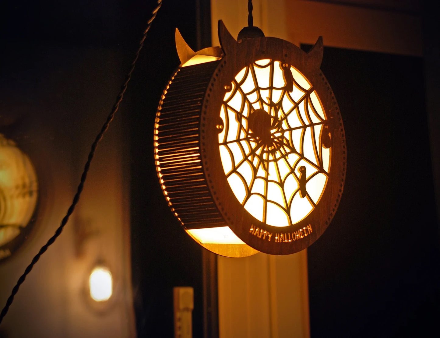 Spooky spider Halloween decorations lantern for indoor, outdoor, wall, and window Halloween decor.