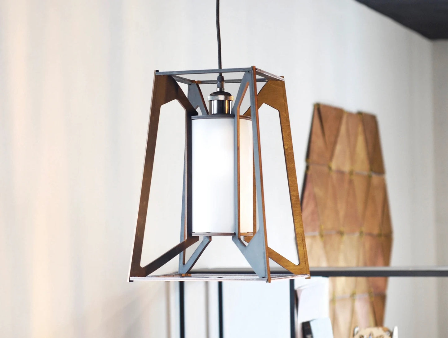 Rustic Scandinavian wooden pendant light