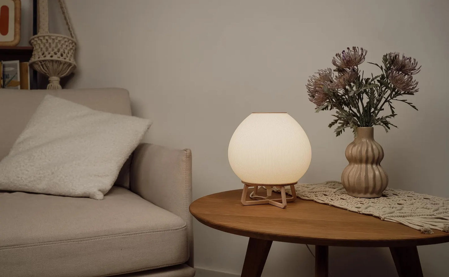 Contemporary Round White Lamp - Versatile Table & Bedside Light Fixture in Scandinavian Style for Any Room