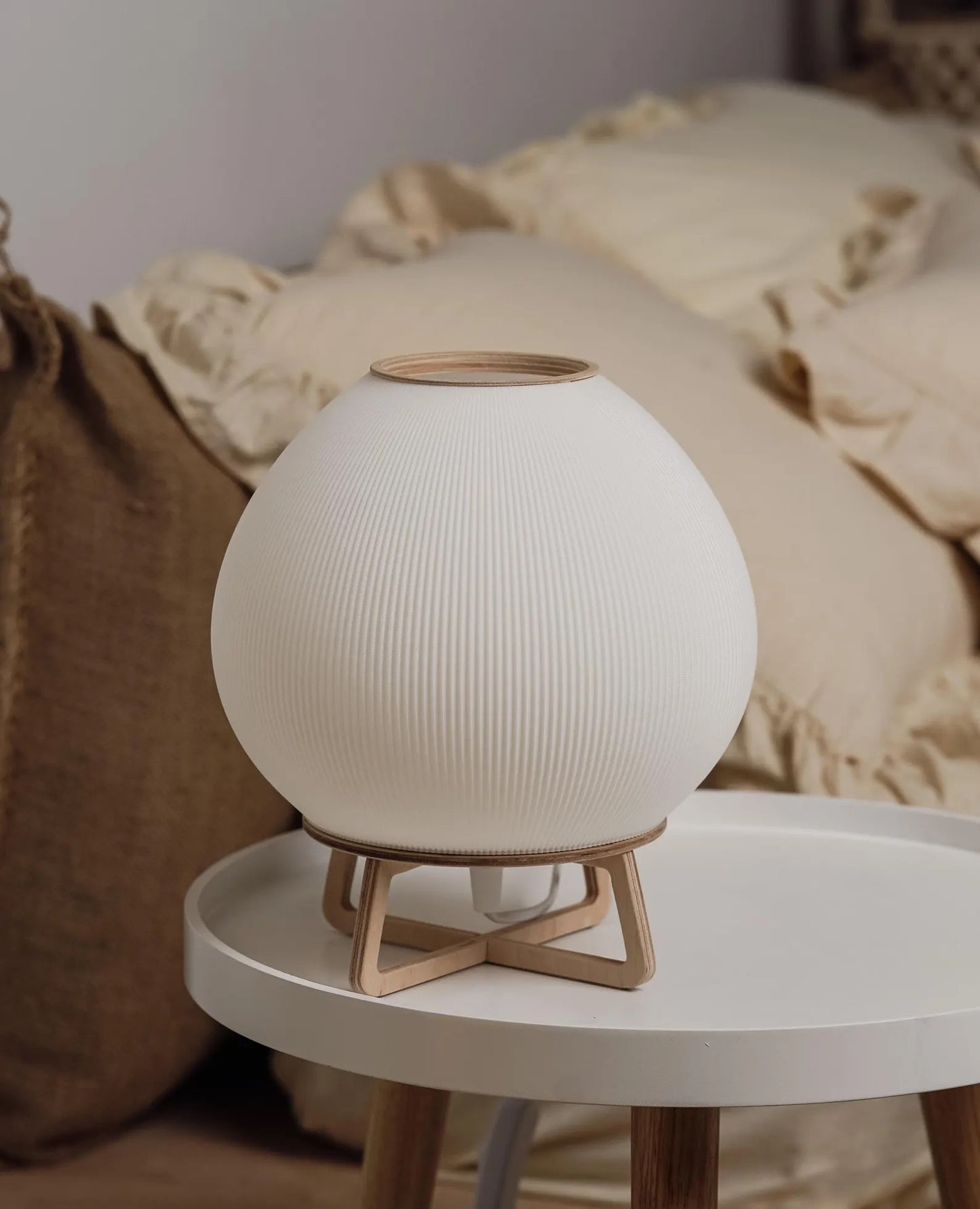 Contemporary Round White Lamp - Versatile Table & Bedside Light Fixture in Scandinavian Style for Any Room